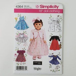 Simplicity 18" Doll Clothing Doll Clothes Sewing Pattern Elaine Heigl Designs